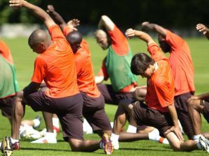 FC Barcelona's players during their training session